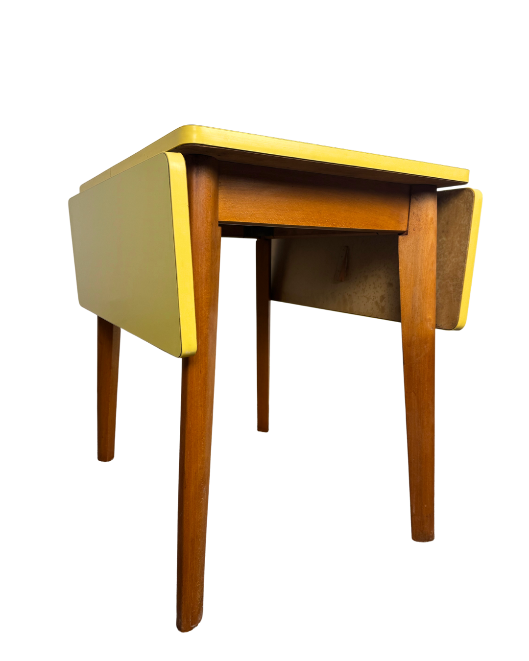 Mid-Century Yellow Formica Top Dropleaf Table, 1960s