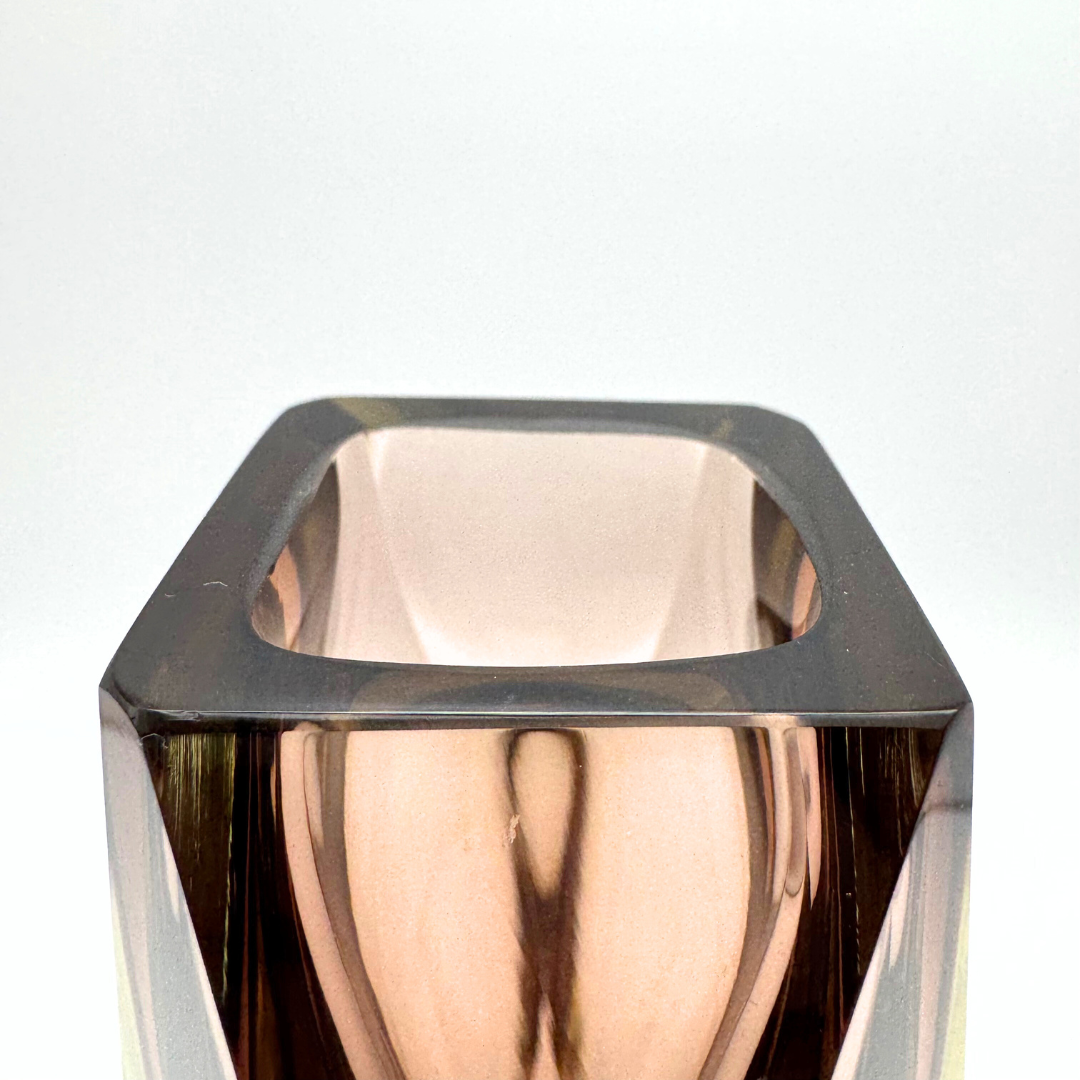 Murano Faceted San Marco Style Amber Sommerso Glass Vase