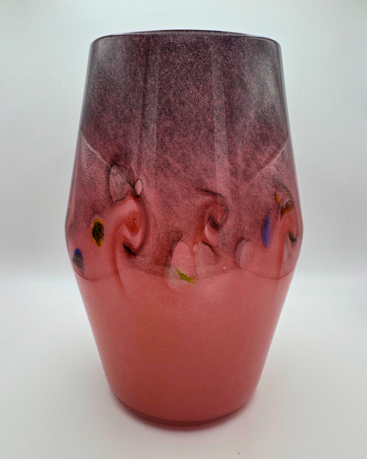 Strathearn V017 Black & Salmon 9¼" Vase with Molten Murriles, 1960s/70s