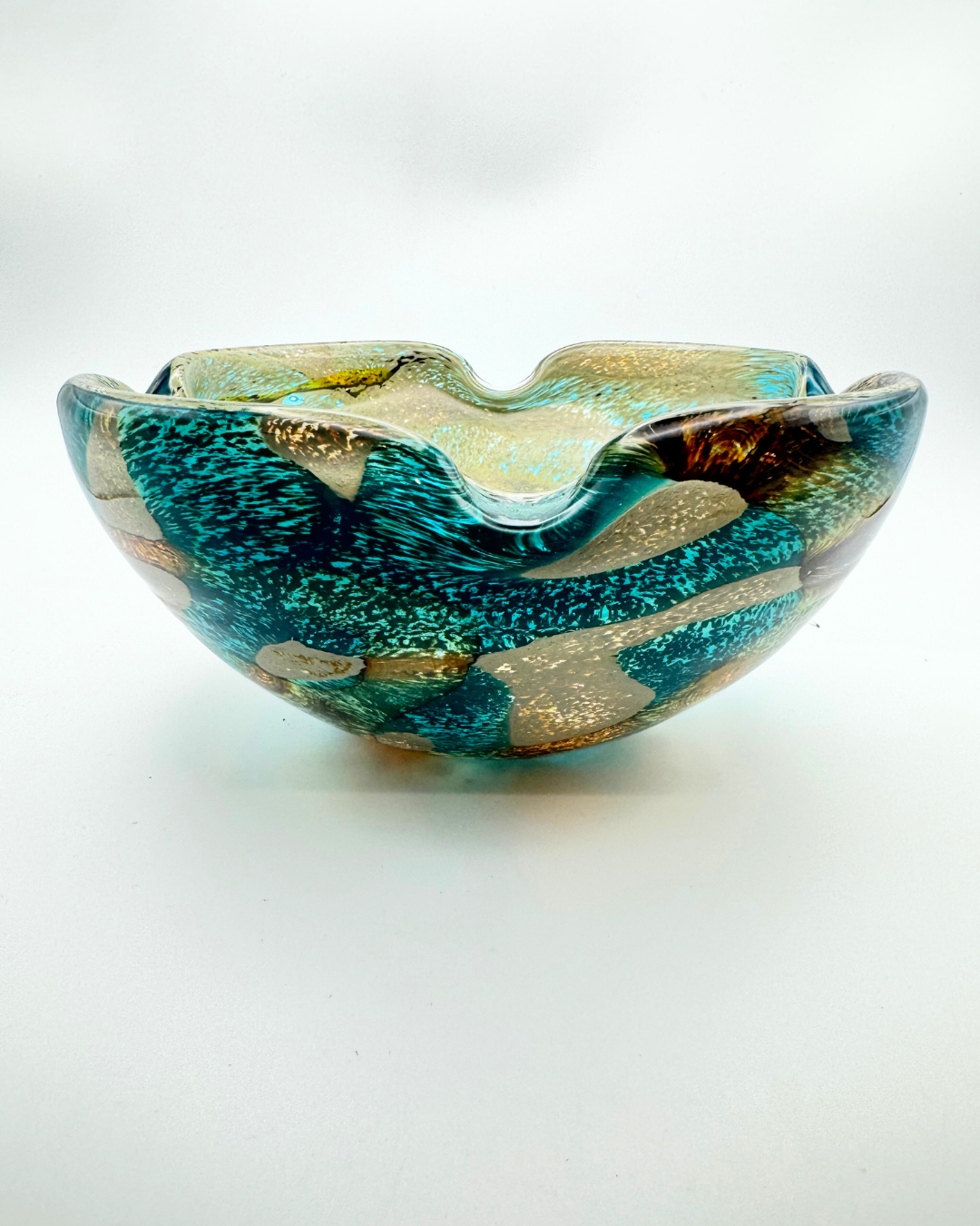 Rare Mdina Freeform Tiger Crimped Bowl c.1970