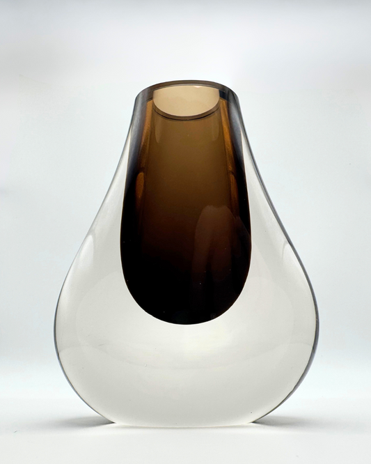 Midcentury Whitefriars #9656 Cinnmon Hambone Cased Glass 5½" Vase, 1960s