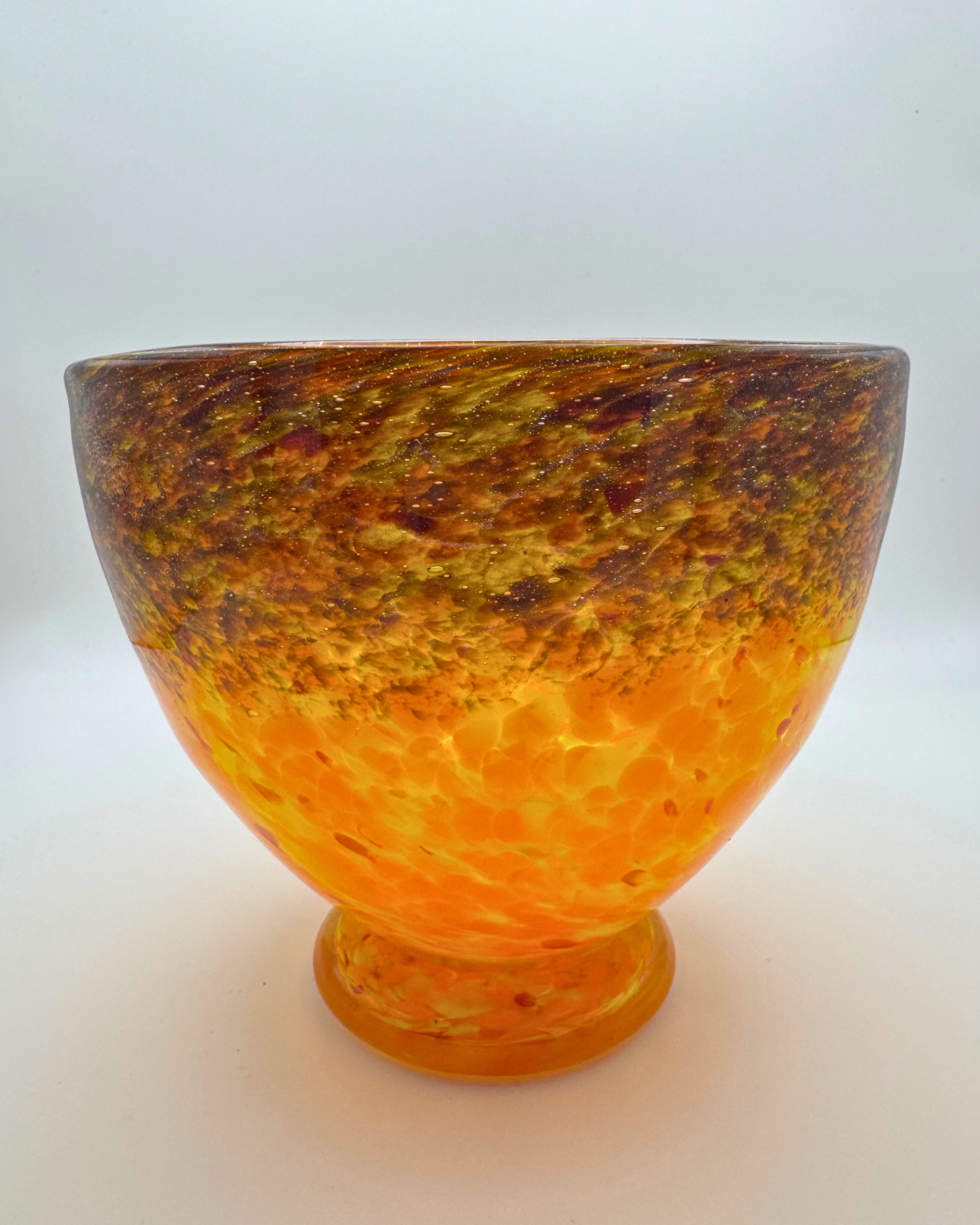 Monart LG Black & Orange 4¾" Footed Bowl, 1920s/30s