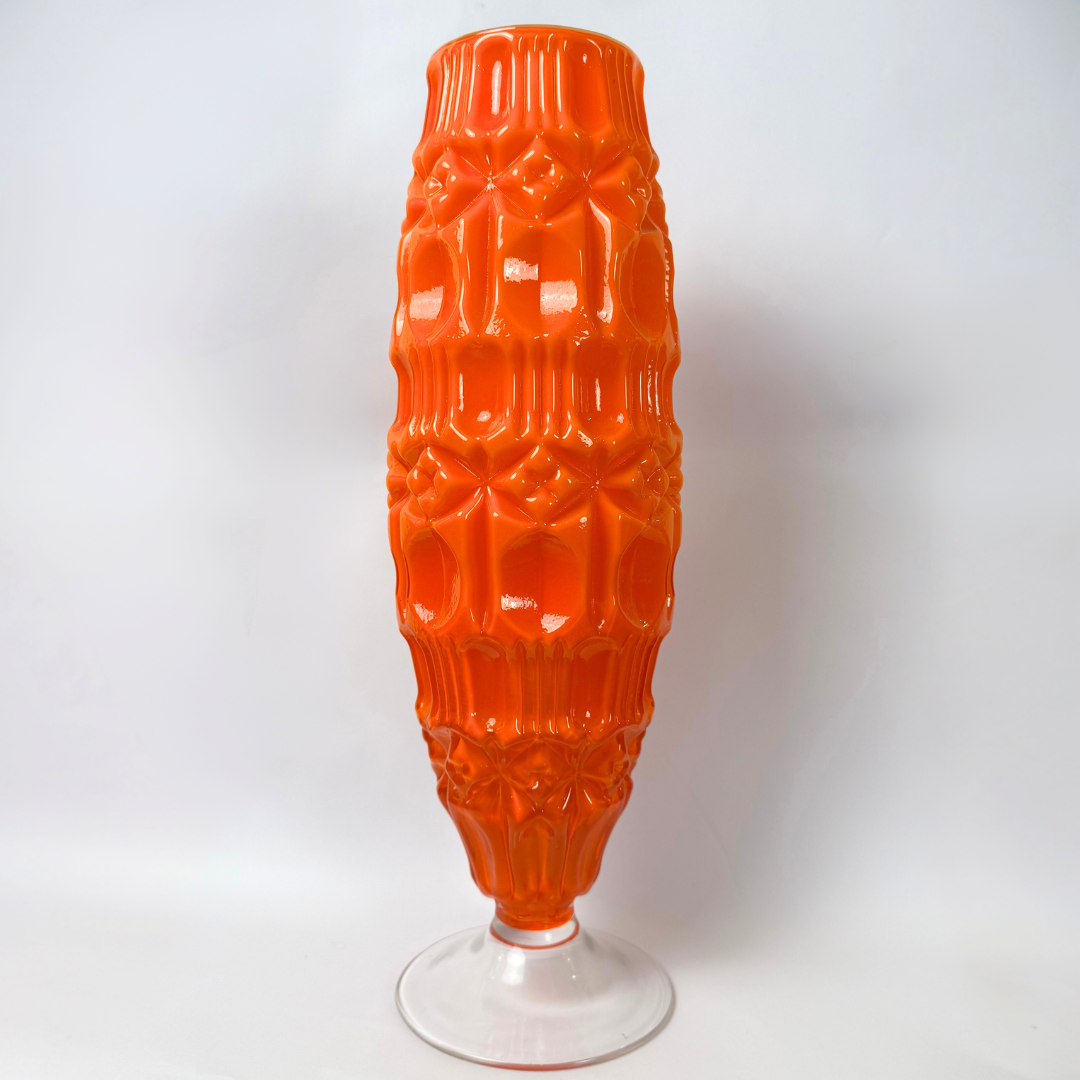 Empoli Orange Retro Cased Glass Vintage 'Tiki' Vase, 1960s/70s