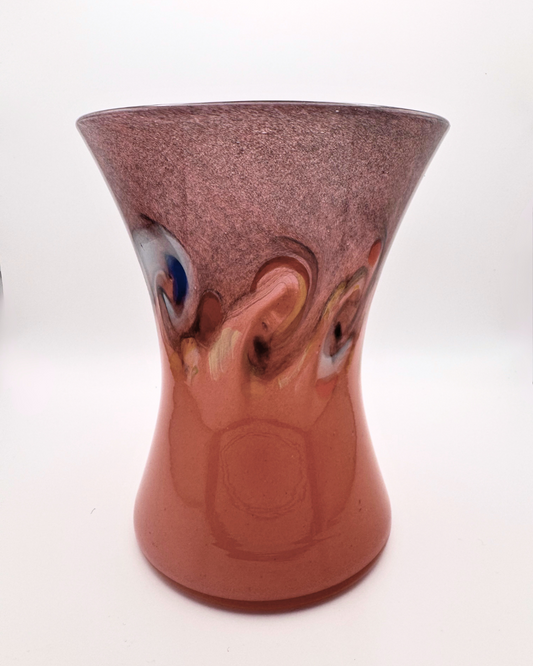 Strathearn V010 Black & Salmon 6½" Vase with Molten Murriles, 1960s/70s