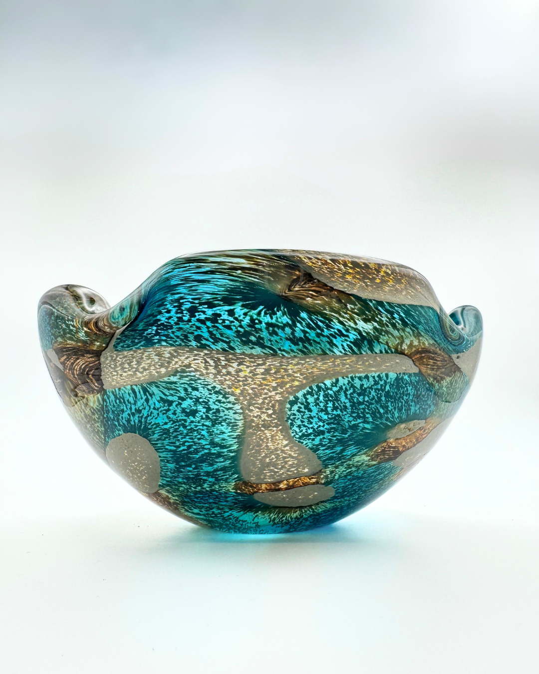Rare Mdina Freeform Tiger Crimped Bowl c.1970