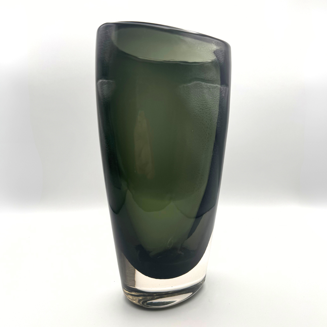 Midcentury Whitefriars 9652 Willow Cased Glass Vase by Geoffrey Baxter 1966