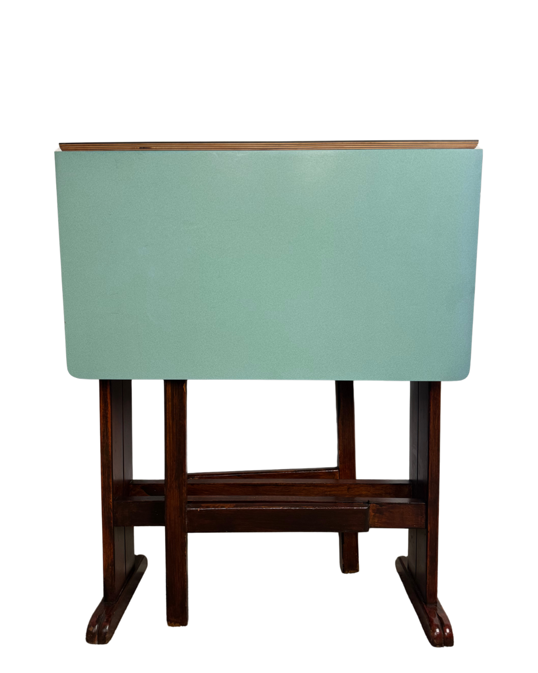 Mid-Century Drop-Leaf Gateleg Dining Table with Green-Blue Formica Top, c.1960s