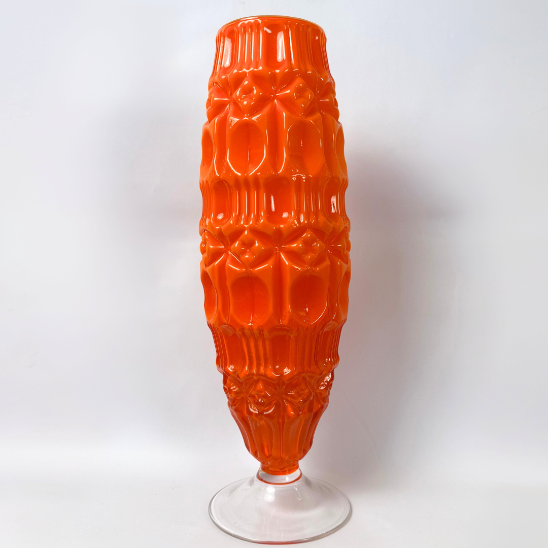 Empoli Orange Retro Cased Glass Vintage 'Tiki' Vase, 1960s/70s