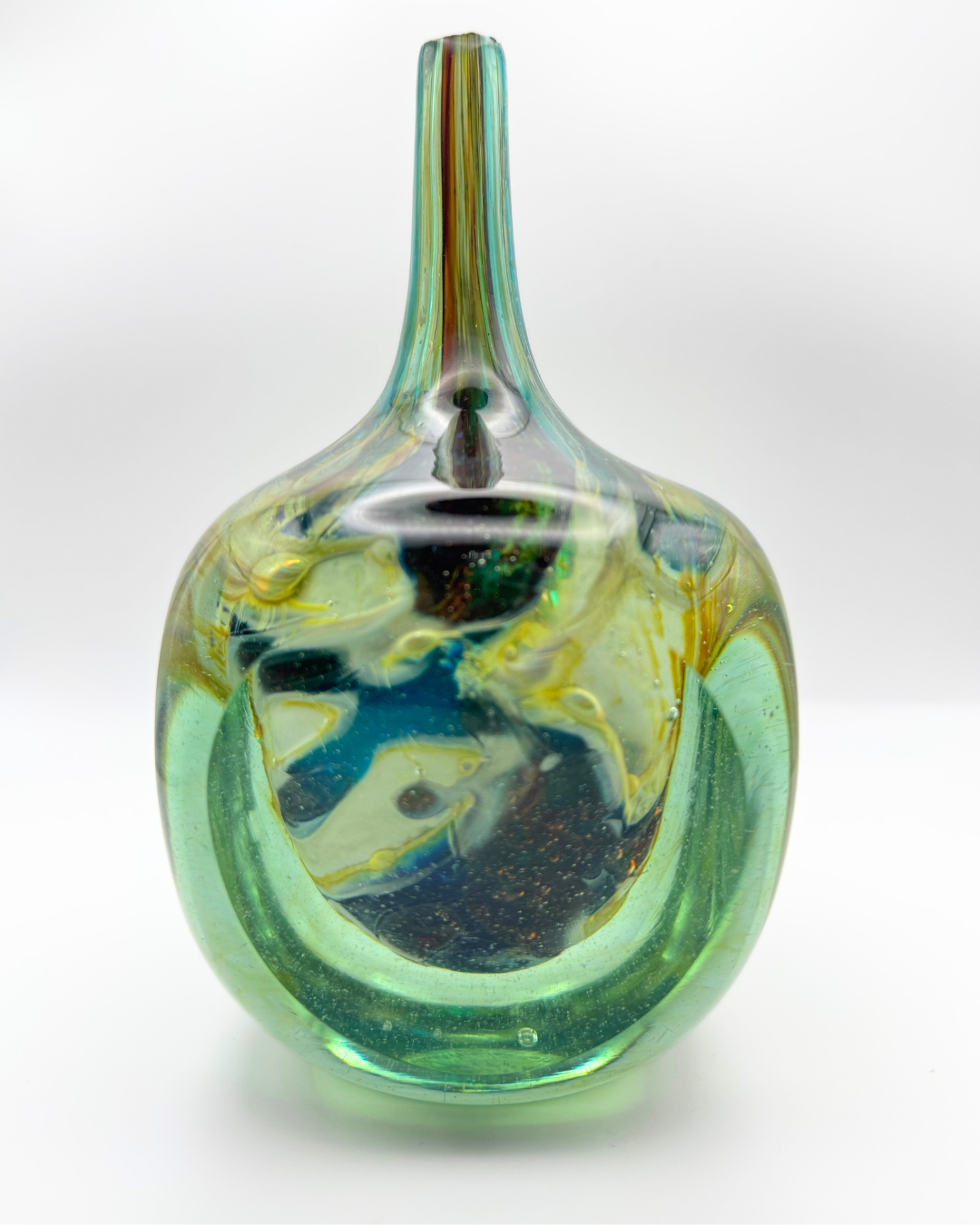 Mdina Tiger Cube Vase Signed by Eric Dobson, 1977