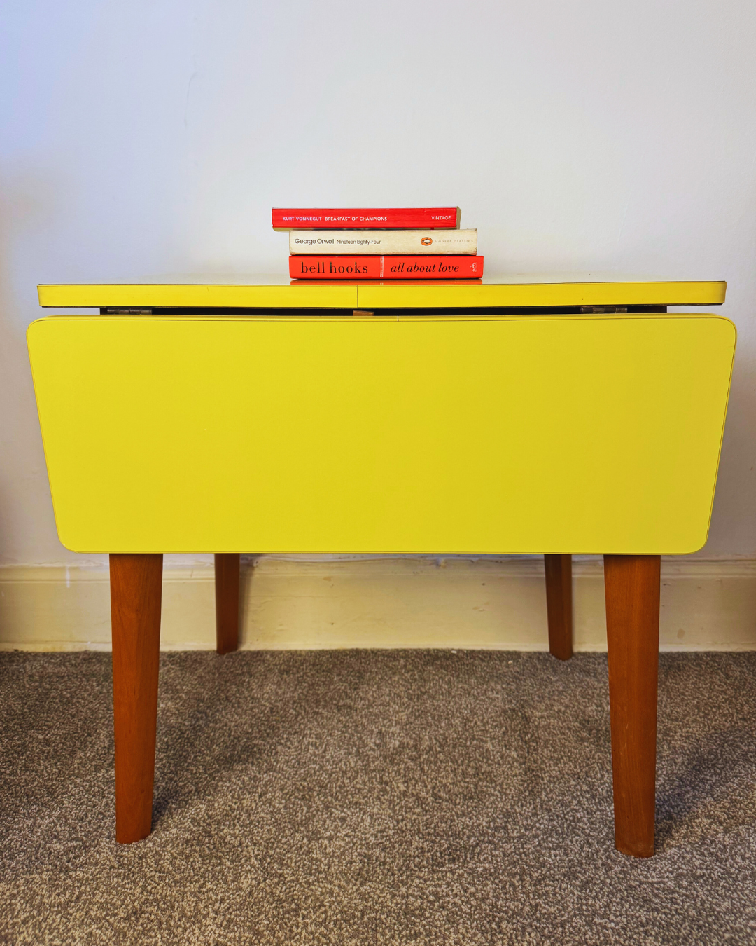 Mid-Century Yellow Formica Top Dropleaf Table, 1960s