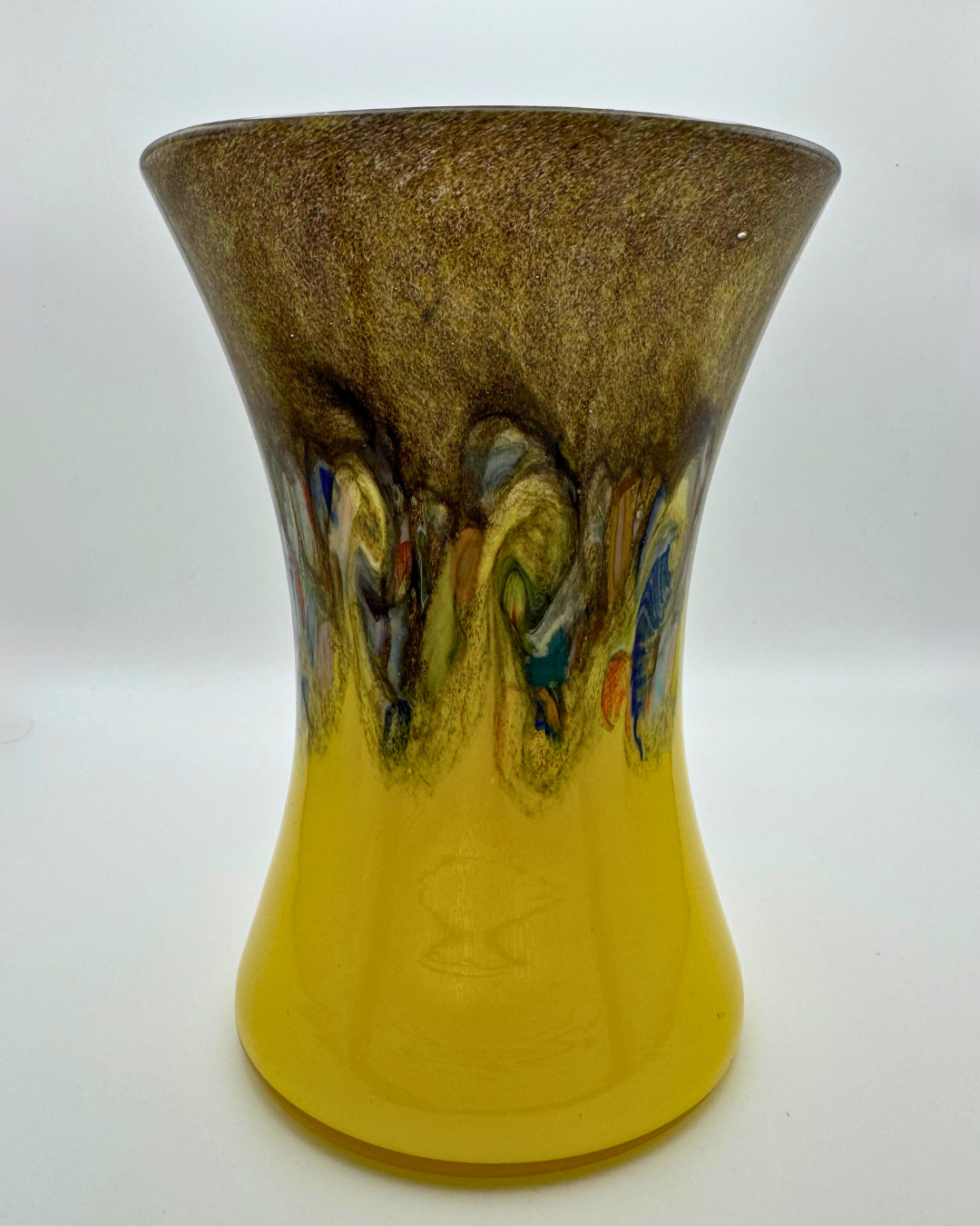 Strathearn V010 Black & Yellow 7" Vase with Molten Murriles, 1960s/70s