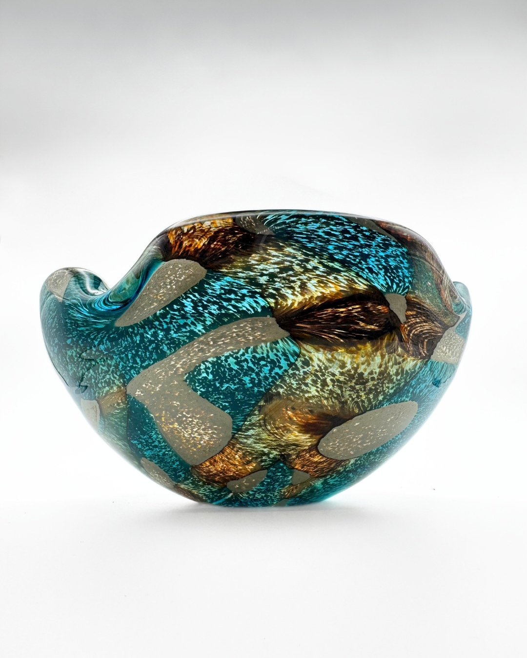 Rare Mdina Freeform Tiger Crimped Bowl c.1970