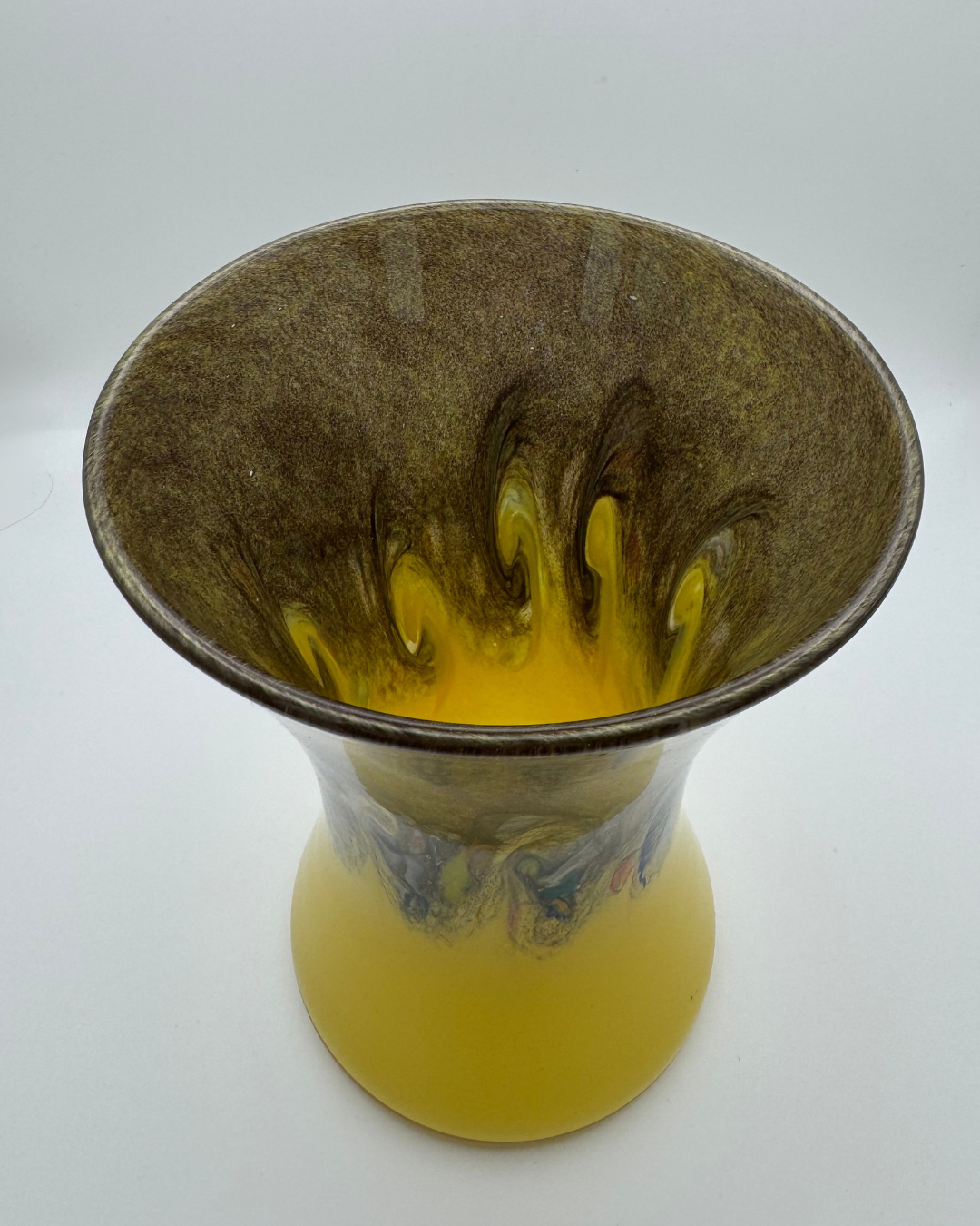 Strathearn V010 Black & Yellow 7" Vase with Molten Murriles, 1960s/70s