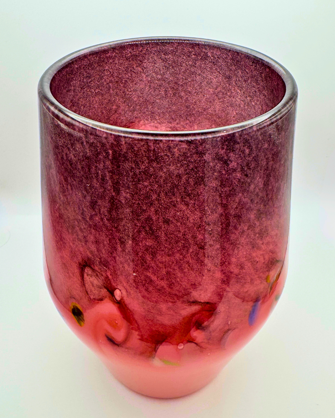 Strathearn V017 Black & Salmon 9¼" Vase with Molten Murriles, 1960s/70s