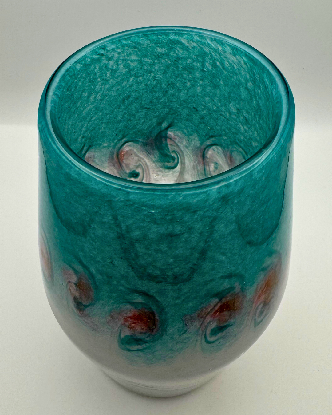 Vasart Signed V017 Green & White 7½" Vase with Molten Murriles, 1940s/50s