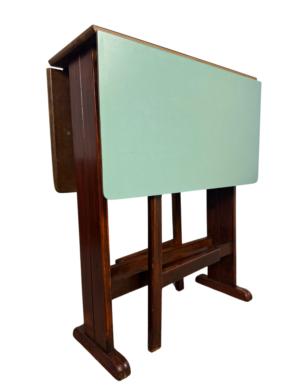 Mid-Century Drop-Leaf Gateleg Dining Table with Green-Blue Formica Top, c.1960s