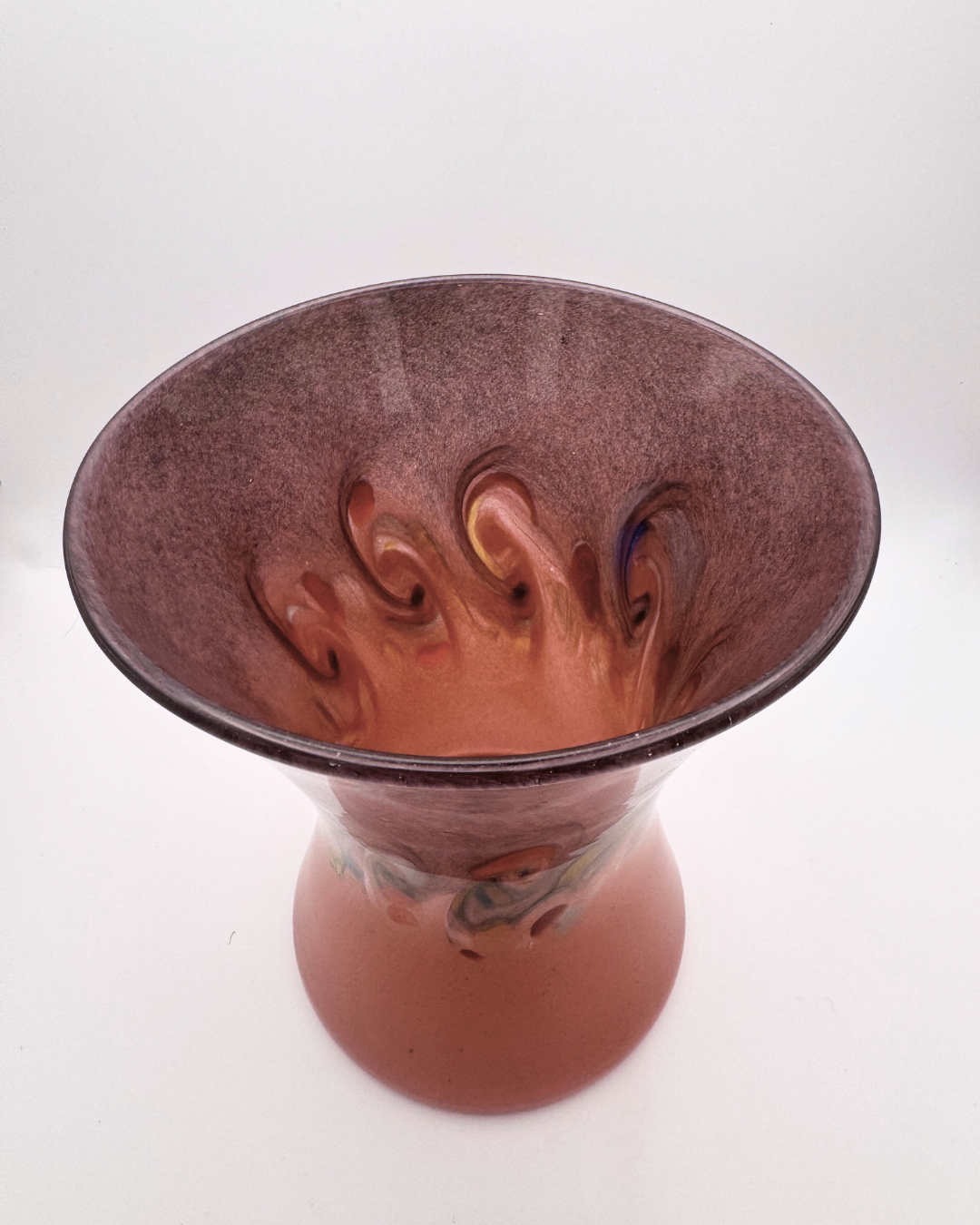 Strathearn V010 Black & Salmon 6½" Vase with Molten Murriles, 1960s/70s