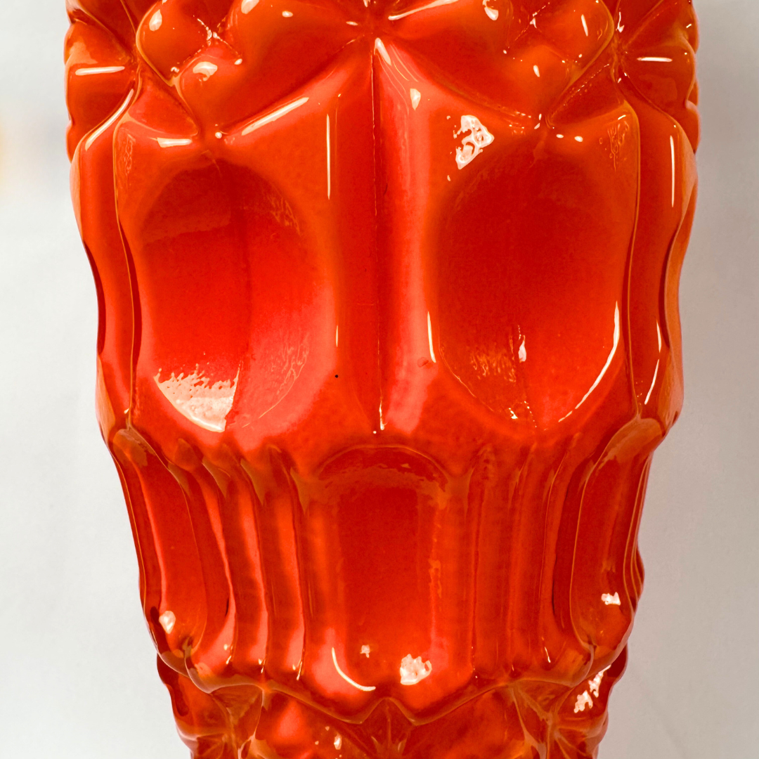 Empoli Orange Retro Cased Glass Vintage 'Tiki' Vase, 1960s/70s