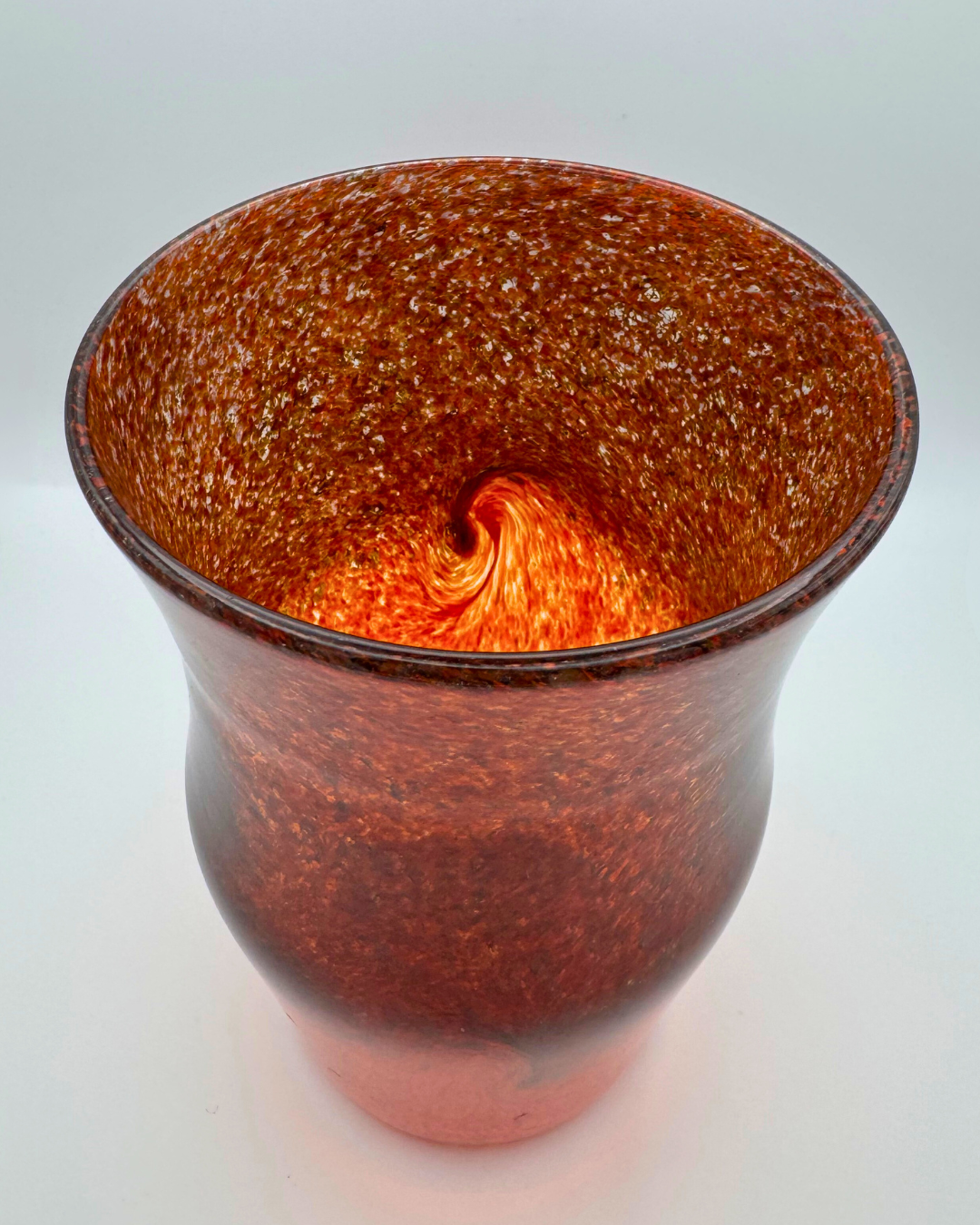 Strathearn V005 Black & Red 7½" Vase with Molten Swirl, 1960s/70s