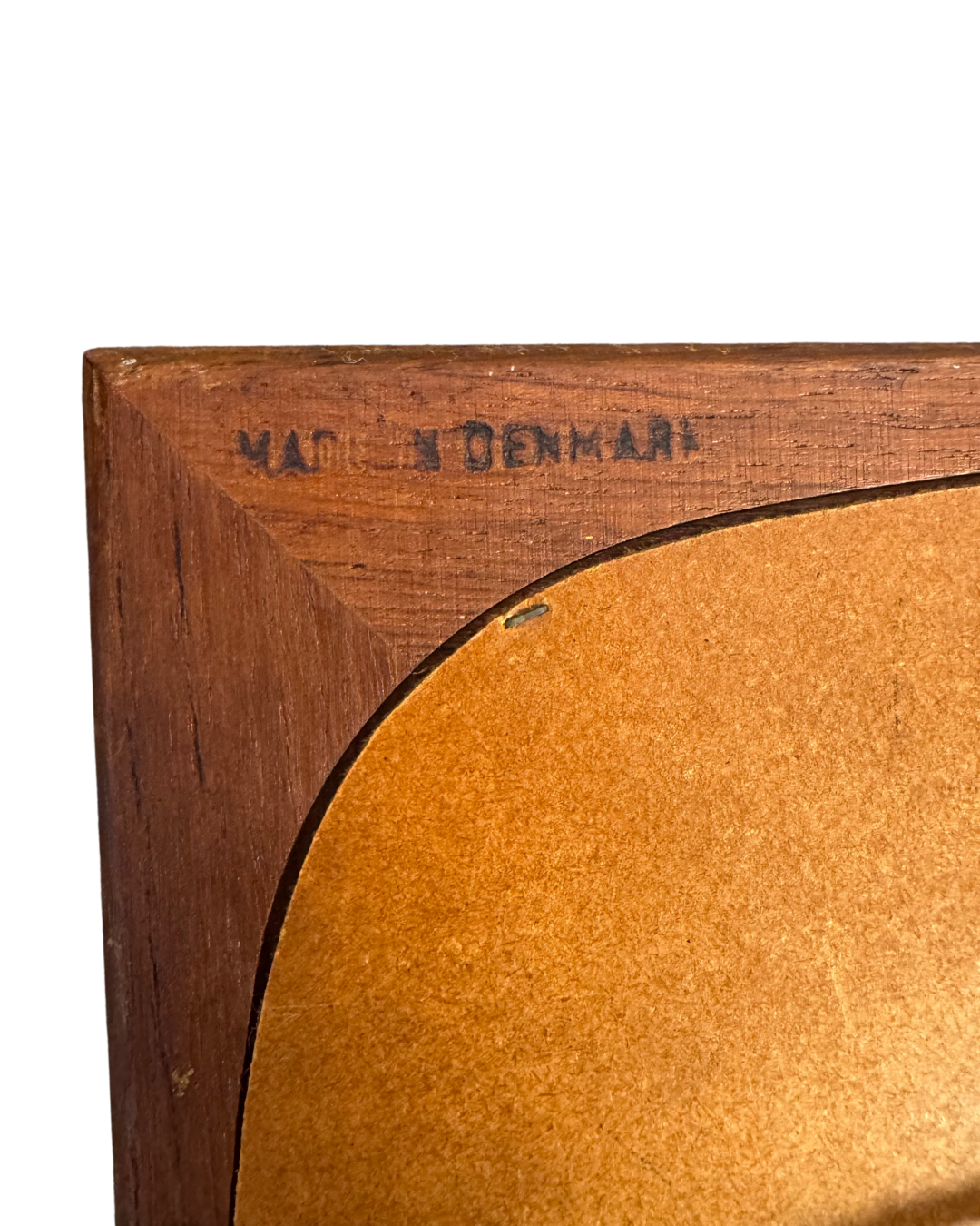 Mid-Century Made in Denmark Tapered Teak Bevelled Edge Mirror, 1960s