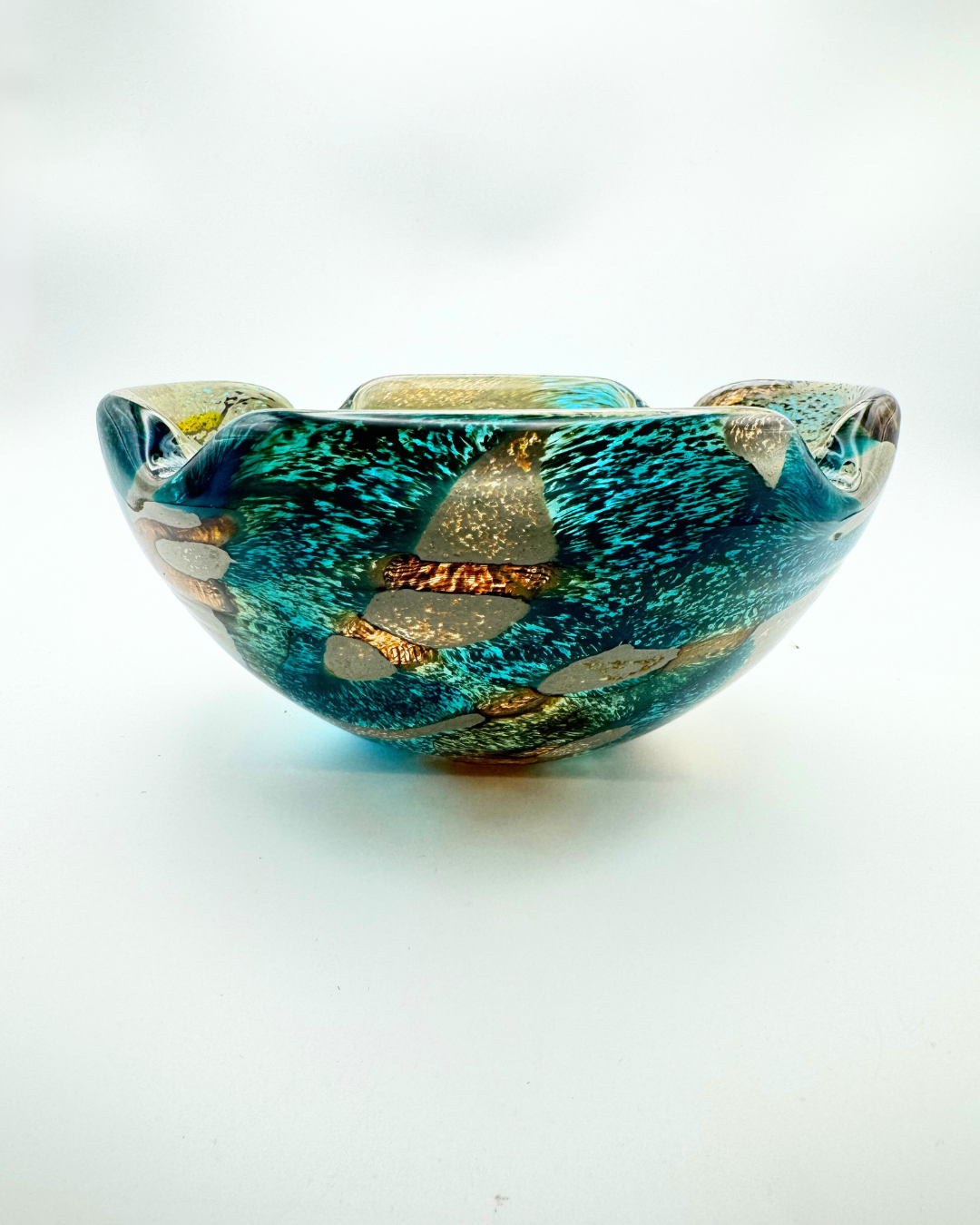 Rare Mdina Freeform Tiger Crimped Bowl c.1970