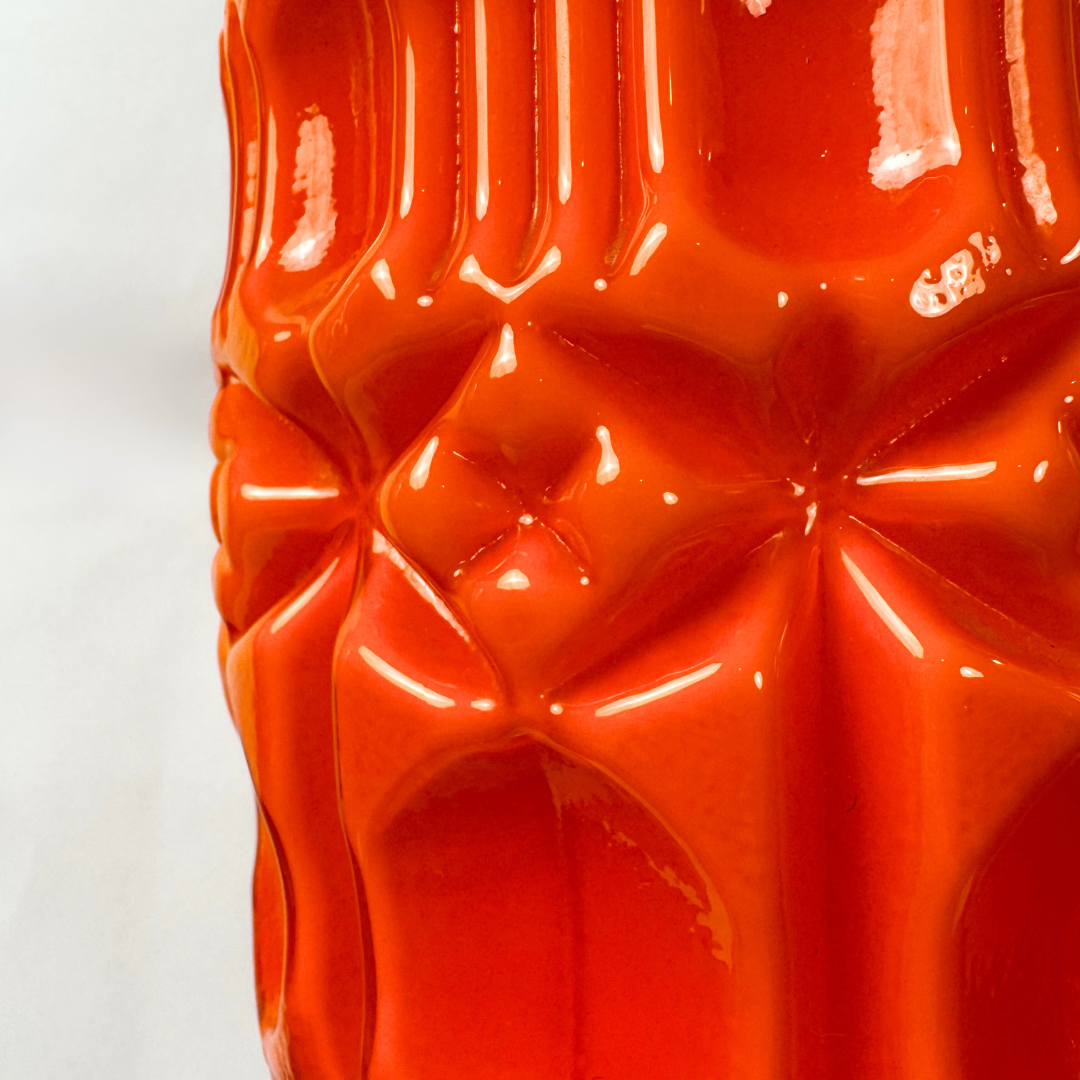 Empoli Orange Retro Cased Glass Vintage 'Tiki' Vase, 1960s/70s