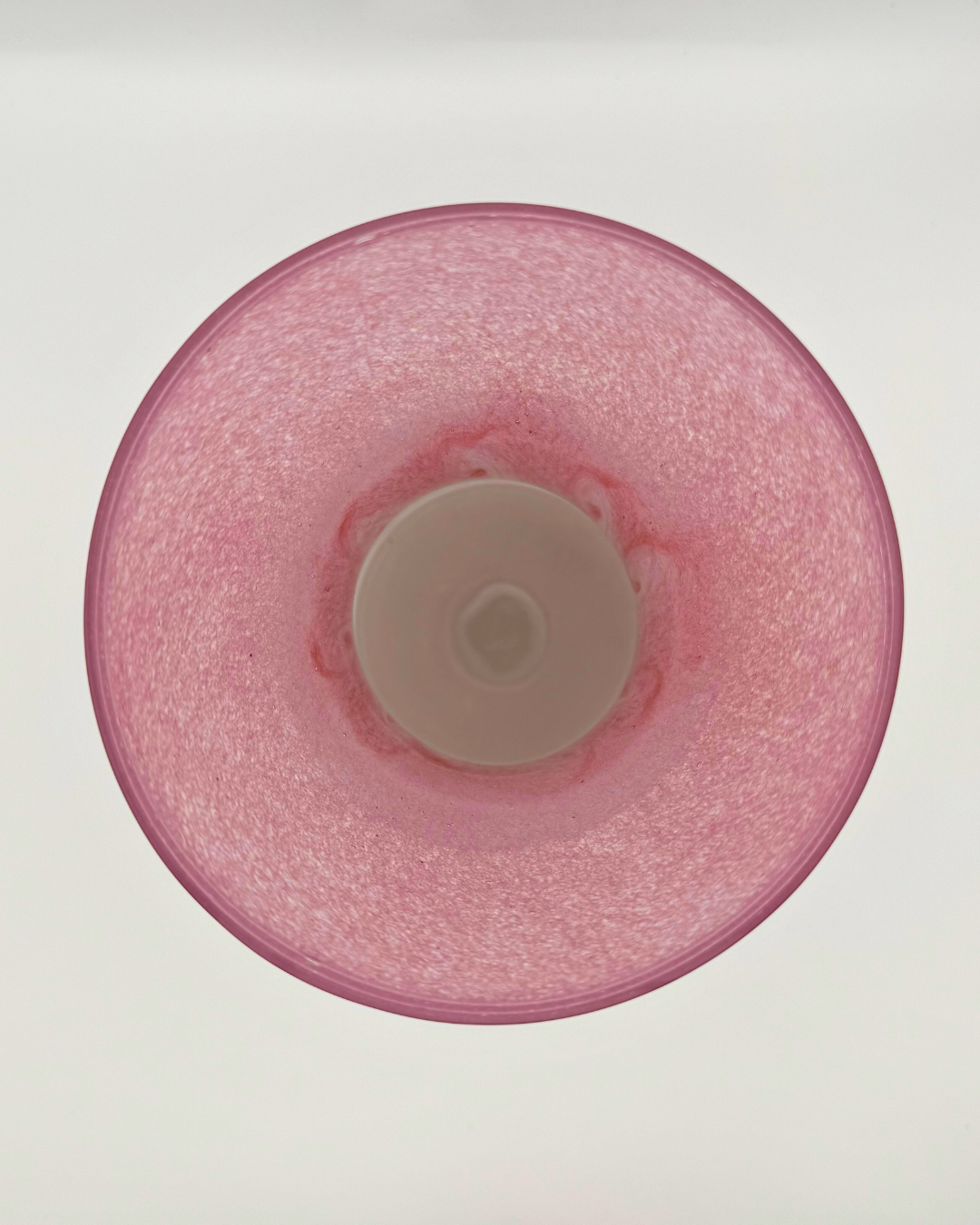 Vasart Signed V004 Pink & Green 7¼" Vase with Molten Swirl, 1940s/50s