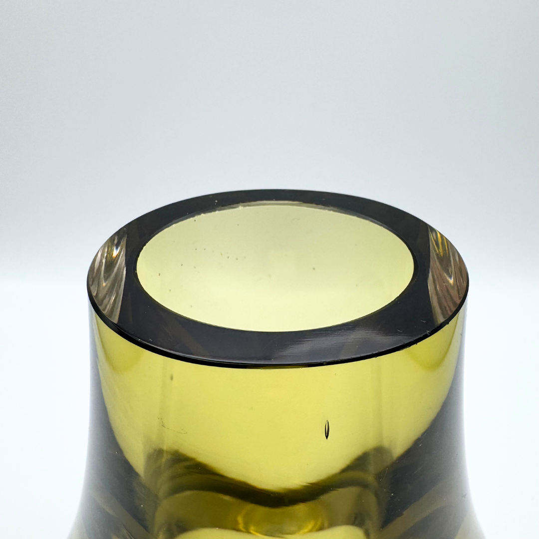 Midcentury Whitefriars #9656 Sage Hambone Cased Glass Vase 1974