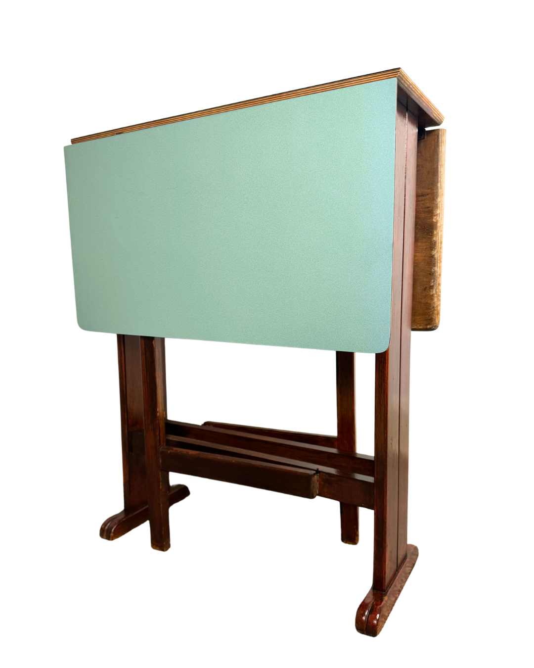 Mid-Century Drop-Leaf Gateleg Dining Table with Green-Blue Formica Top, c.1960s