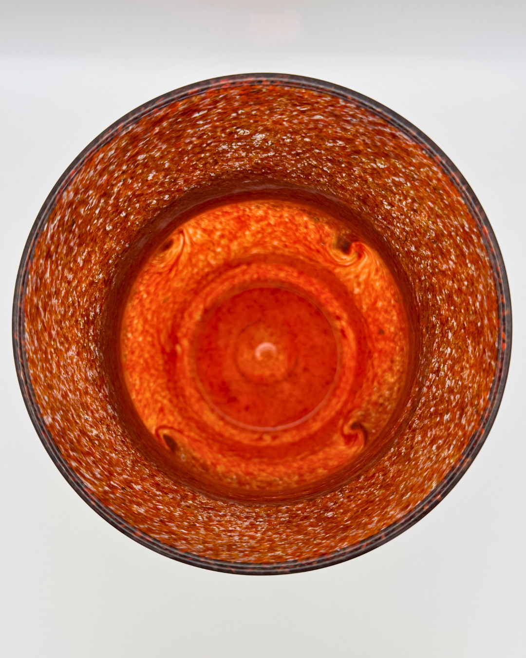 Strathearn V005 Black & Red 7½" Vase with Molten Swirl, 1960s/70s