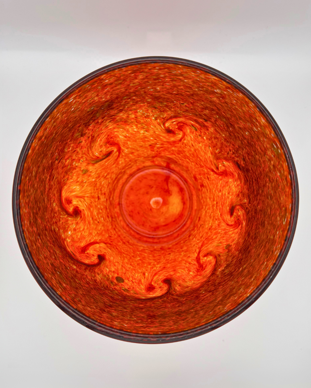 Strathearn V002 Black & Red 7½" Vase with Molten Swirl & Gold Aventurine, 1960s/70s