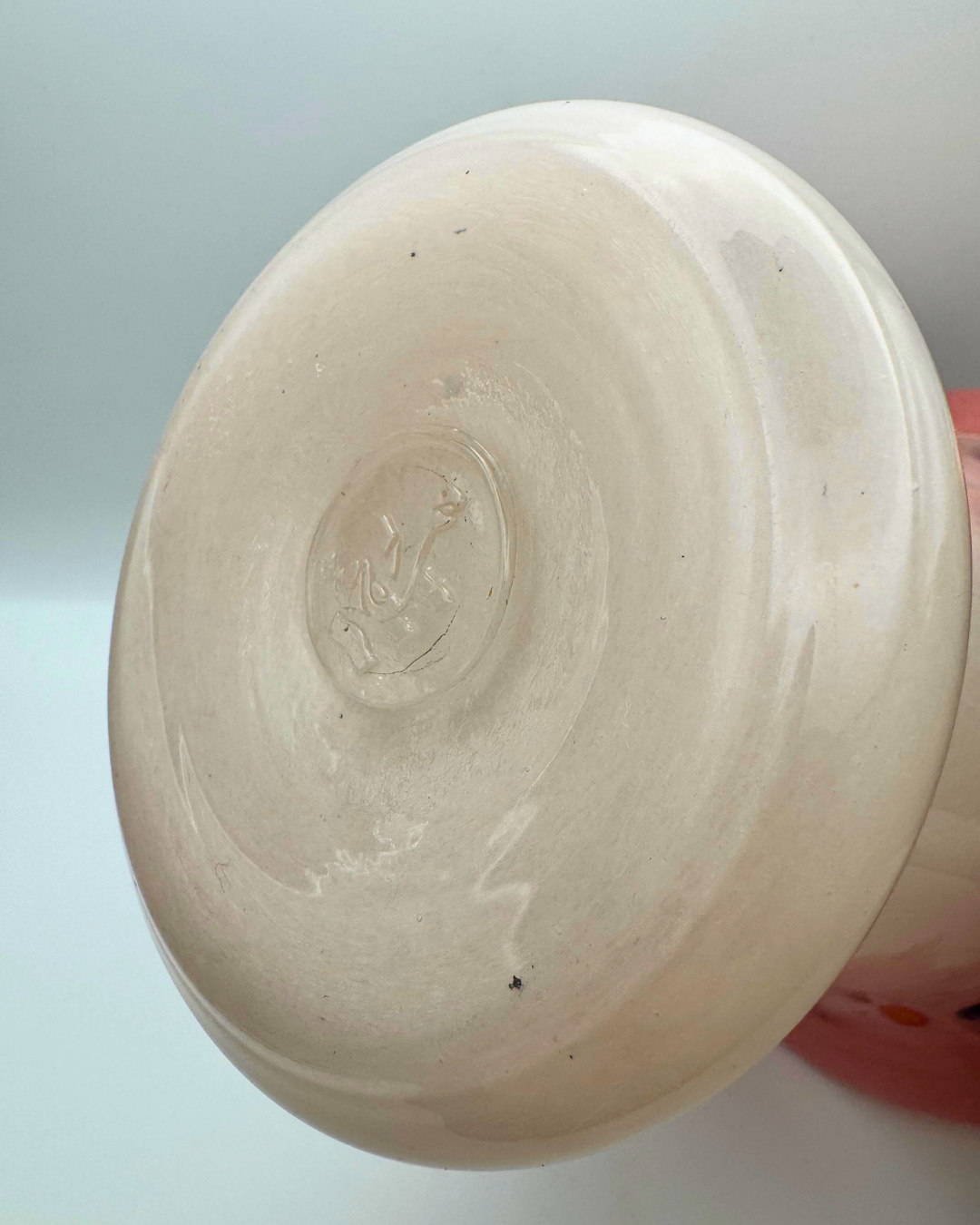 Strathearn V022 White & Pink 7½" Vase with Molten Murriles, 1960s/70s