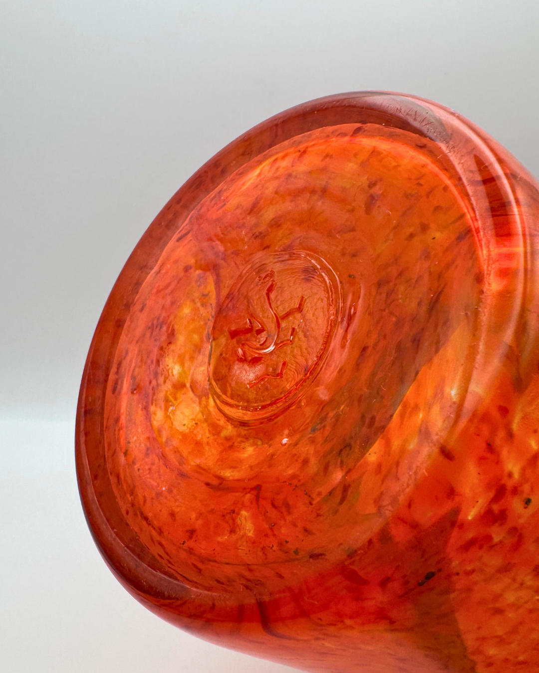 Strathearn V002 Black & Red 7½" Vase with Molten Swirl & Gold Aventurine, 1960s/70s
