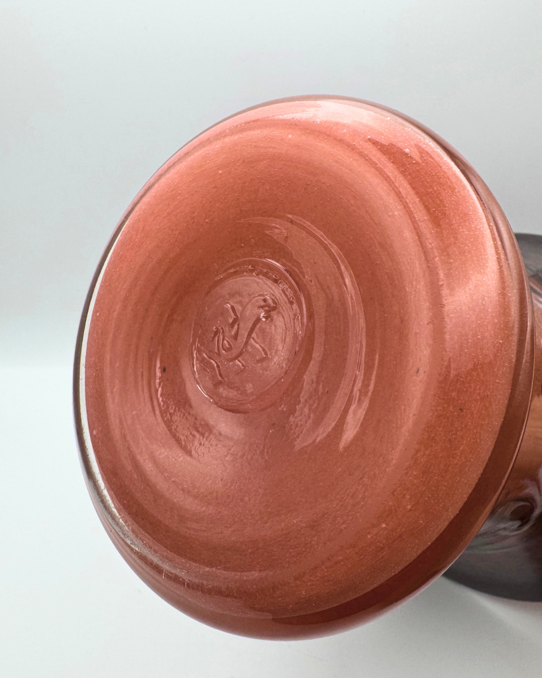 Strathearn V022 Black & Salmon 7¼" Vase with Molten Murriles, 1960s/70s