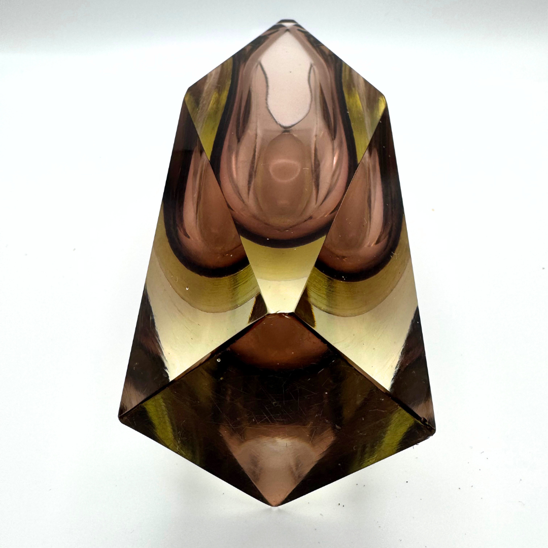 Murano Faceted San Marco Style Amber Sommerso Glass Vase