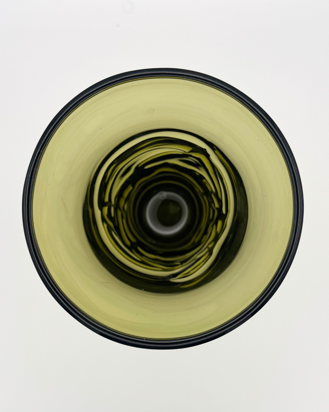 Whitefriars #9798 Sage Green Random Strapped 6" Vase. Designed by Geoffrey Baxter, 1970s