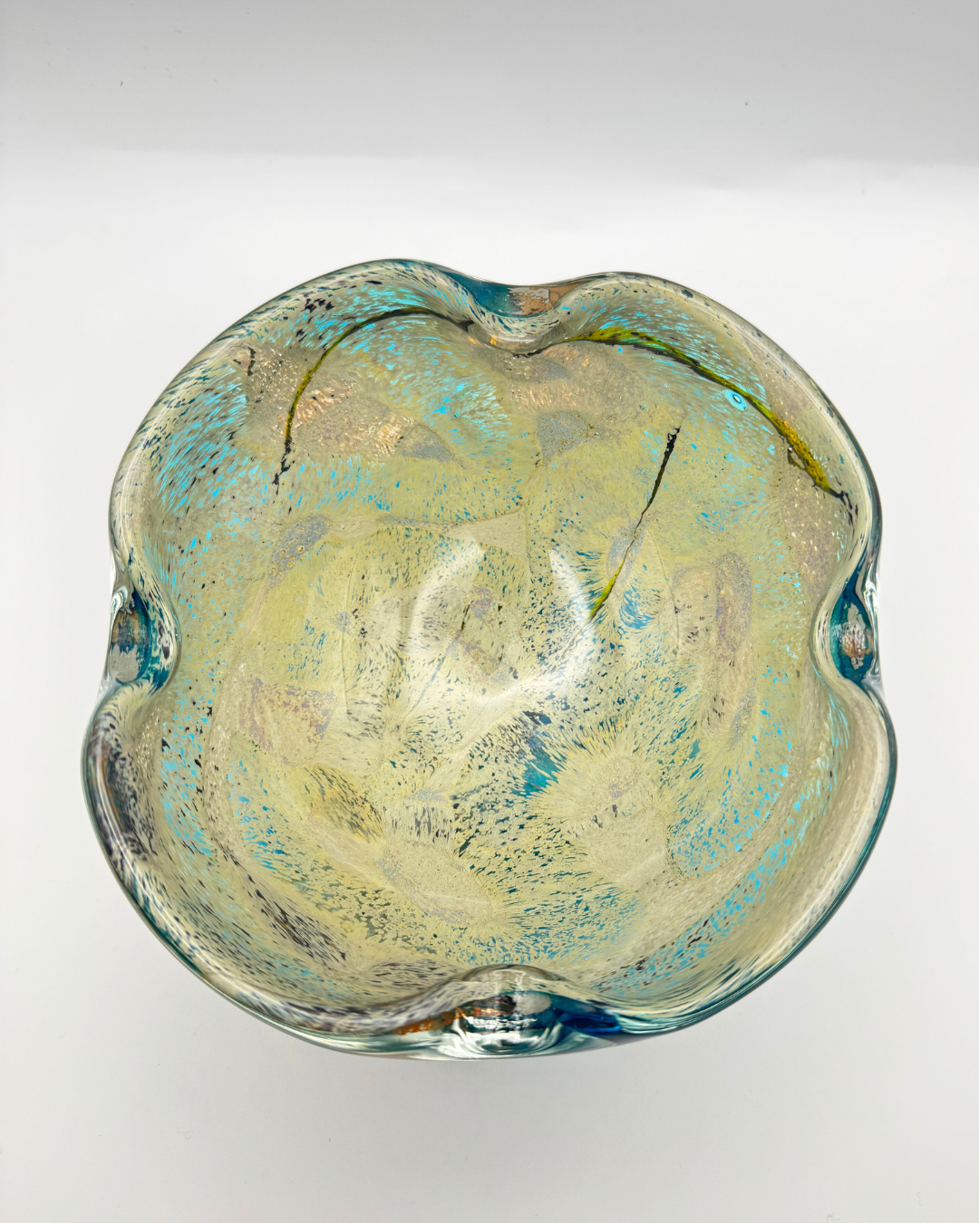 Rare Mdina Freeform Tiger Crimped Bowl c.1970