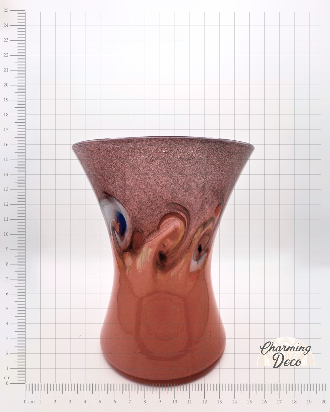 Strathearn V010 Black & Salmon 6½" Vase with Molten Murriles, 1960s/70s
