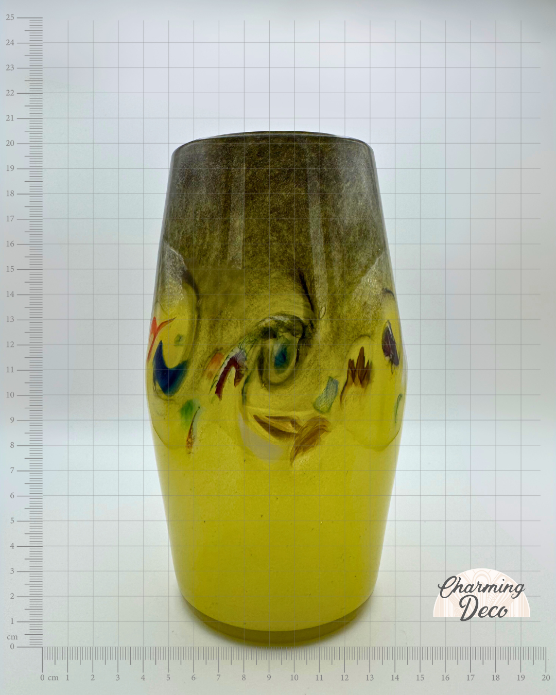 Strathearn V017 Black & Yellow 8" Vase with Molten Murriles, 1960s/70s