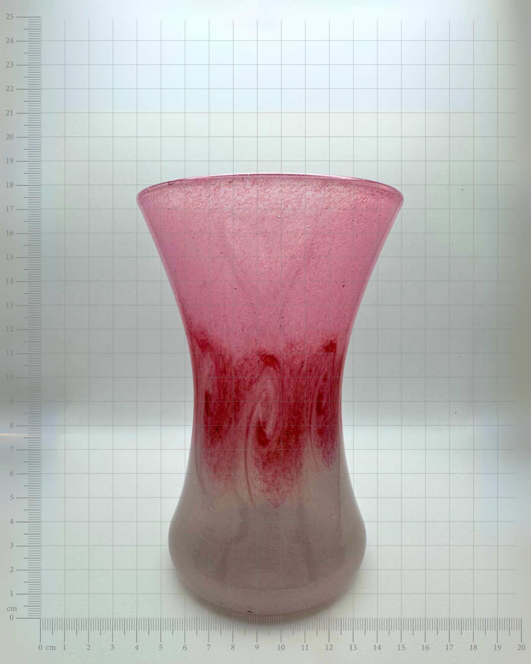 Vasart Signed V004 Pink & Green 7¼" Vase with Molten Swirl, 1940s/50s