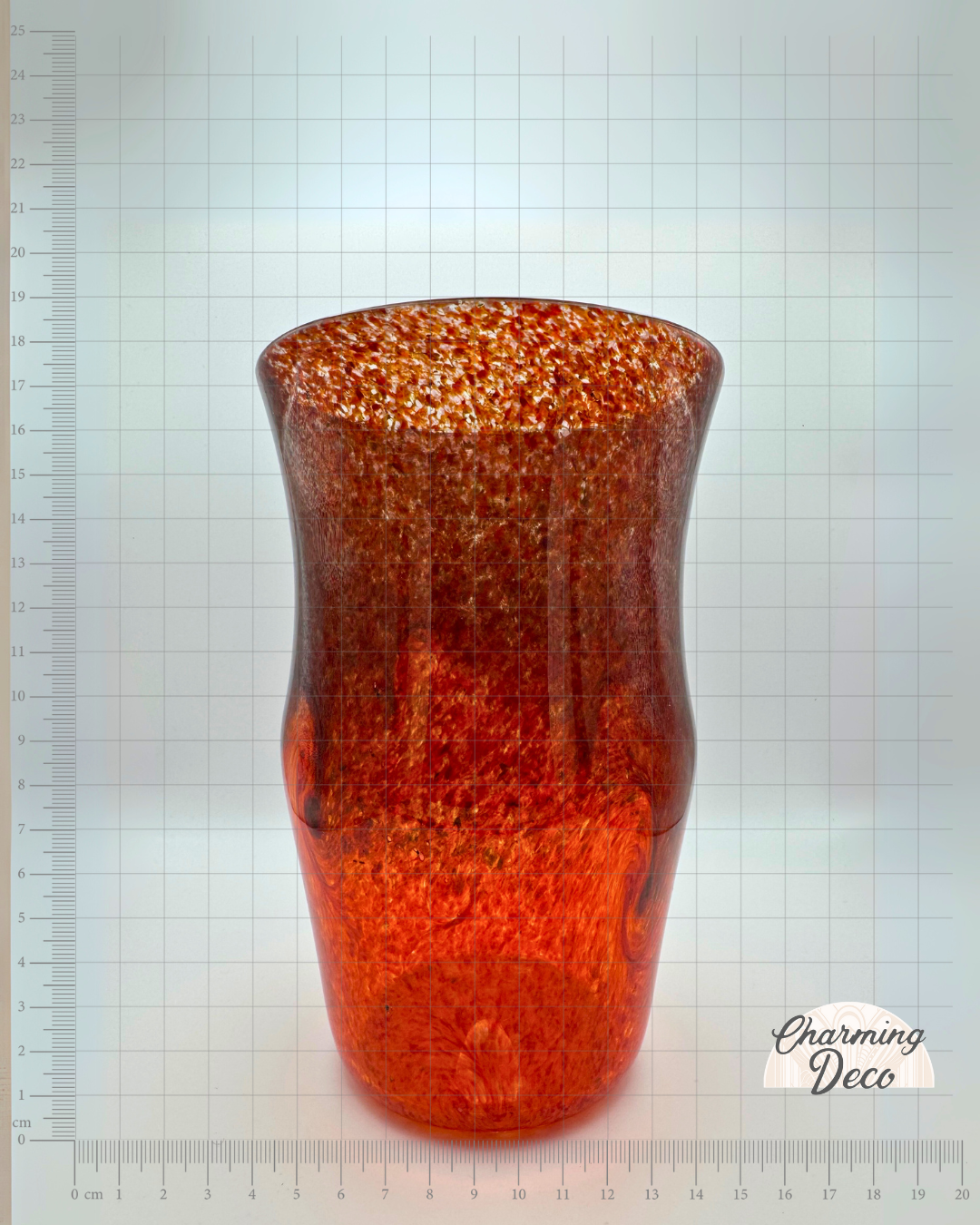 Strathearn V005 Black & Red 7½" Vase with Molten Swirl, 1960s/70s