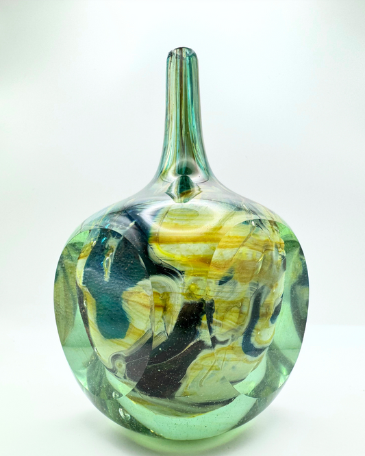 Mdina Tiger Cube Vase Signed by Eric Dobson, 1977