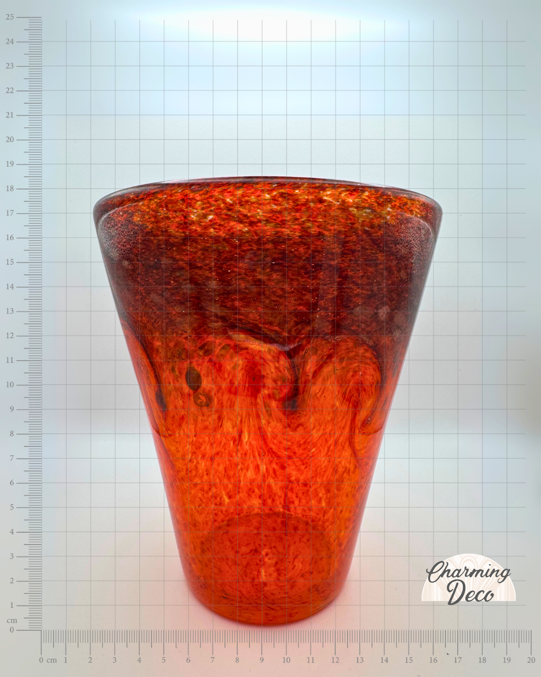 Strathearn V002 Black & Red 7½" Vase with Molten Swirl & Gold Aventurine, 1960s/70s