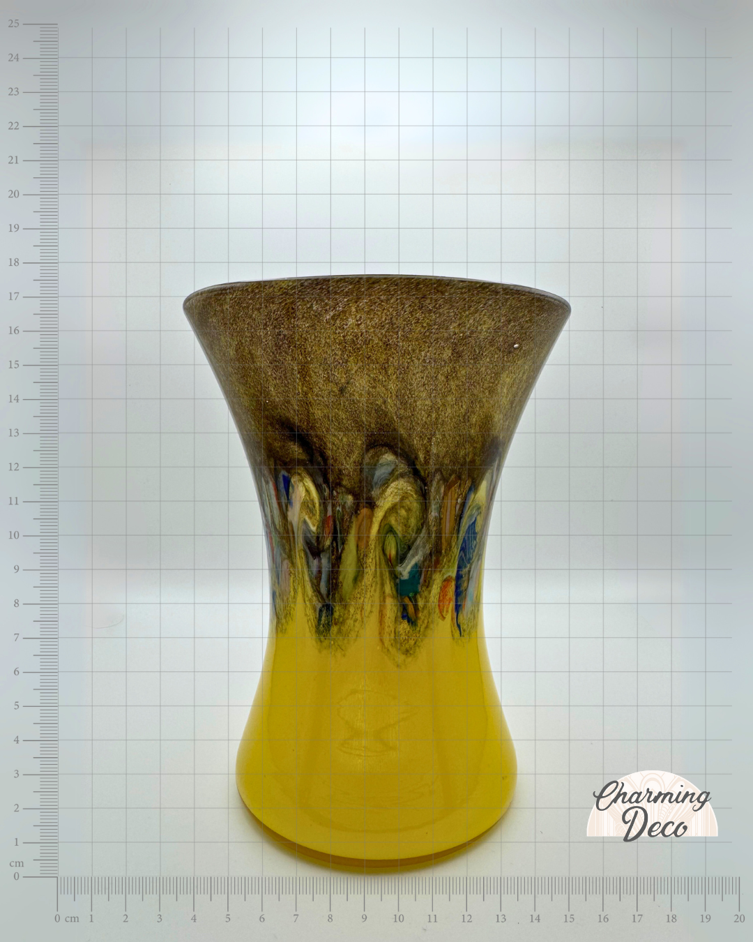 Strathearn V010 Black & Yellow 7" Vase with Molten Murriles, 1960s/70s