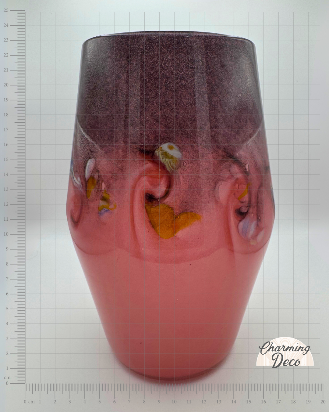 Strathearn V017 Black & Salmon 9¼" Vase with Molten Murriles, 1960s/70s