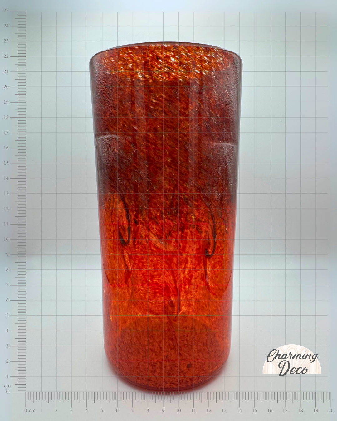 Strathearn V018 Black & Red 9" Vase with Molten Swirl, 1960s/70s