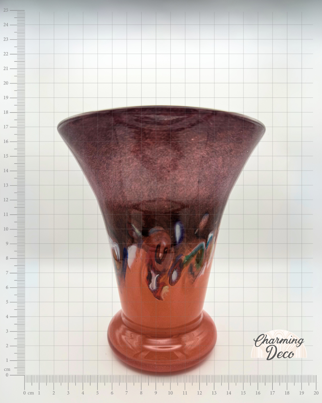 Strathearn V022 Black & Salmon 7¼" Vase with Molten Murriles, 1960s/70s