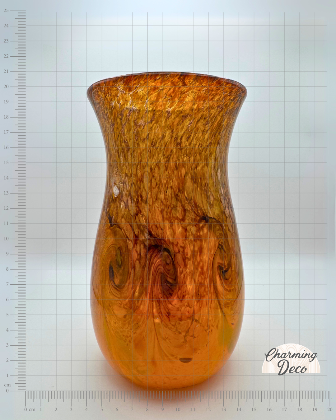Strathearn V036 Yellow & Bronze 8" Vase with Molten Swirl, 1960s/70s