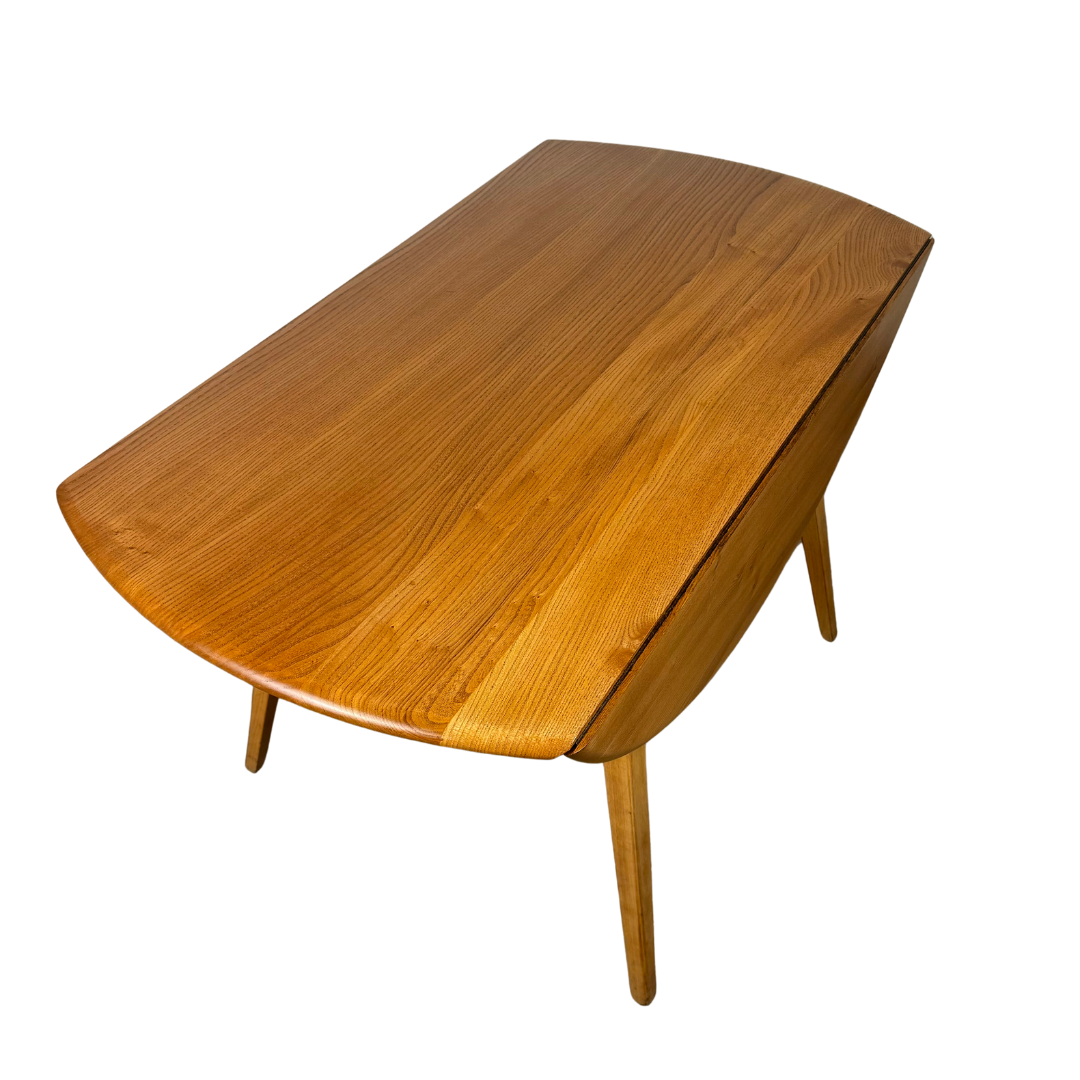 Ercol Windsor Model 384 Mid Century Elm Drop Leaf Dining Table