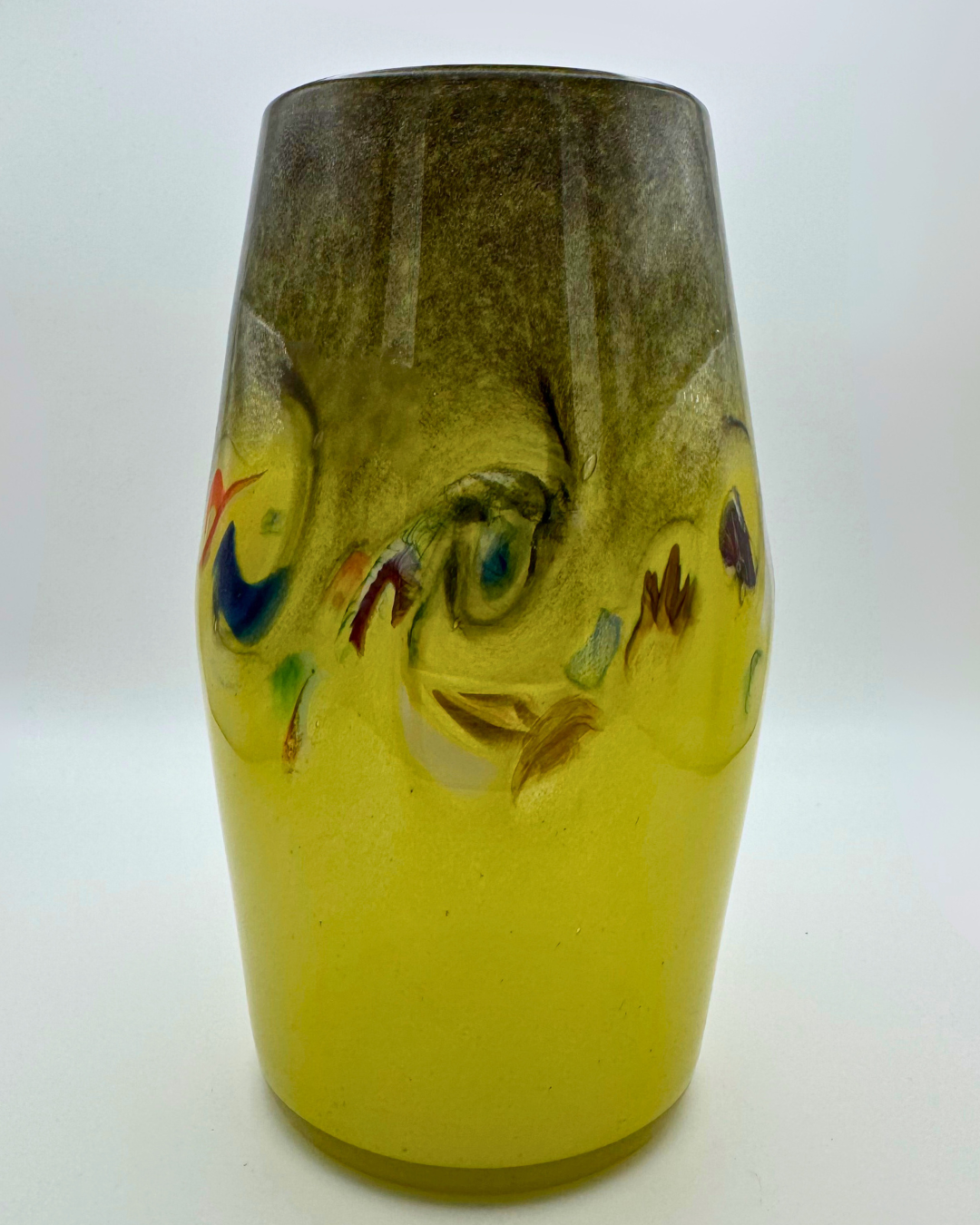 Strathearn V017 Black & Yellow 8" Vase with Molten Murriles, 1960s/70s